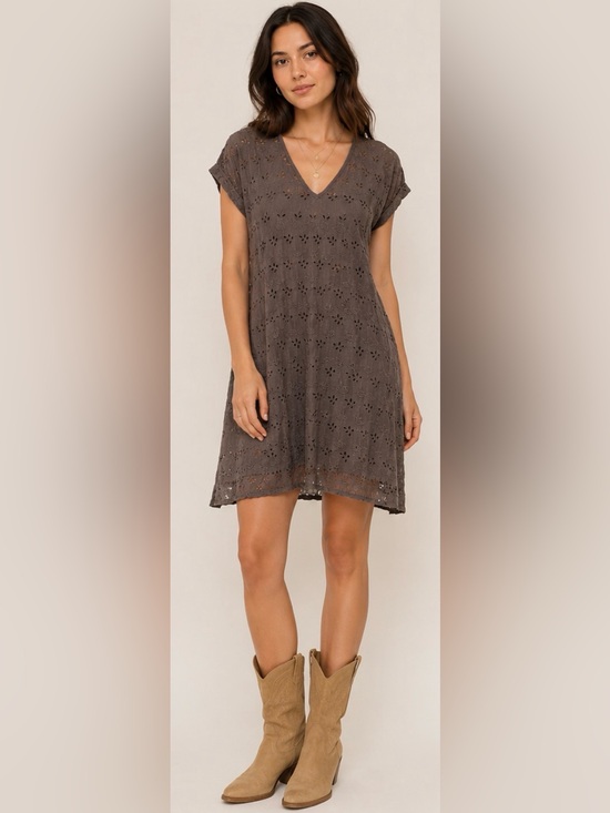 Johnny Was Dresses & Skirts - Johnny Was Vintage Brown Silk Eyelet Tunic Dress Medium